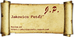 Jakovics Pető névjegykártya